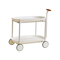全友家居奶油风可移动小茶几客厅储物置物小桌子沙发边几推车置物架 【米白色】推车 双层设计+自带滑轮+金属框架