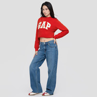 Gap 字母logo抓绒圆领卫衣合身简约上衣