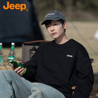 Jeep 吉普 圆领卫衣男士秋冬新款长袖打底衫套头休闲运动美式上衣