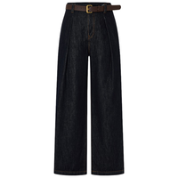 MO&Co.【C+系列】牛仔裤2025冬青蓝光感棉精裁中腰阔腿裤MBE4JEN019 牛仔蓝色 XL 29