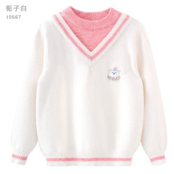 多妙屋 女童毛衣儿童加厚秋冬款线衣大童秋季洋气上衣宝宝针织打底衫 栀子白