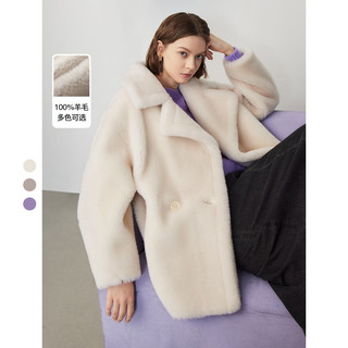 朗姿颗粒纯羊毛大衣高级感显瘦毛毛外套新款女通勤上衣冬季