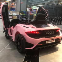 携手迈凯伦儿童电动车四轮宝宝汽车可坐人男女小孩遥控玩具跑车儿童车 至尊粉全功能+大锂电续航5小时