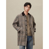 GXG男装低价多色多款休闲时尚大衣合集 GED12632224格纹领子拼色格纹大衣 2XL