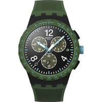 斯沃琪(Swatch)瑞士手表 CHRONO 42系列 男女时尚石英腕表 运动橄榄绿