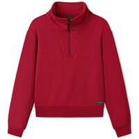 斯凯奇（Skechers）针织套头卫衣女2025秋季长袖外套休闲运动服L425W012 浆红色/03LC M