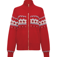 EP雅莹2025女装 羊毛牦牛绒混纺民族风拉链针织羊绒衫9120A 红色 S