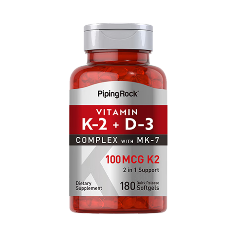  PipingRock 强健骨骼 维生素D3+K2软胶囊