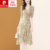 皮尔卡丹(pierre cardin)品牌轻奢V领雪纺连衣裙女夏装2025新款气质高级感显瘦碎花裙 花色 S
