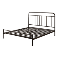 天坛家具 铁艺床现代家具组合主卧室双人钢木床 现代简约卧室套餐家具 黑色床(不含床垫) 1.8*2.0m单床头