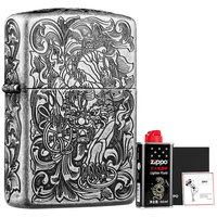 ZIPPO打火机之宝防风煤油 招财貔貅京东定制66油贺卡 生日礼物含油套装
