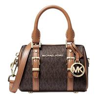 迈克.科尔斯MK Bedford 超小号迷你老花斜挎波士顿圆桶包女包 深棕色/橡果棕  252