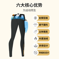 画跑 加厚速干秋冬压缩长裤马拉松运动加绒   男款黑金