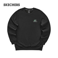 斯凯奇(Skechers)秋冬男女同款针织加绒舒适休闲圆领卫衣L323U123 碳黑/0018 S