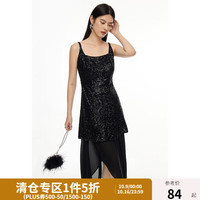 独束微胖M大码女装闪耀如星辰碎闪亮片连衣裙套装24DY83157/83338 曜石黑-连衣裙 L (尺码:2)