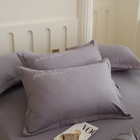 朴顿庄园轻奢水洗棉绣花枕套冬季磨毛加厚刺绣枕头套成人单人通用单只一对 深灰 一对2只 48*74cm