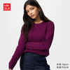 UNIQLO 优衣库 女装柔滑弹力棉质圆领T恤/长袖基础版型内搭480869 76 紫色 XL /165/92A