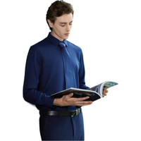 雅戈尔（YOUNGOR）长袖衬衫男素色羊毛混纺面料可机洗羊毛衬衫亲肤透气温暖有型 VLQW129756FFA深蓝 40