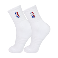 NBA袜子男中筒棉袜长袜男加厚毛巾底长筒袜男休闲运动跑步篮球袜子男 中筒加厚款 白色 1双 XL 39-44码