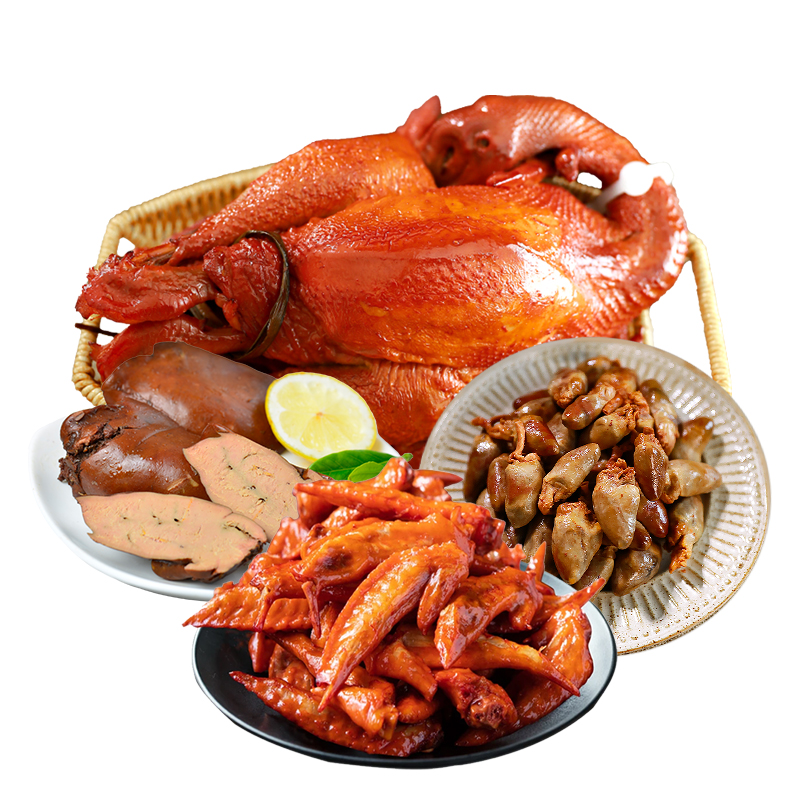 沟帮子熏鸡小食组合落锅鸡熏鸡翅尖鸡肝鸡心 追剧零食下酒菜