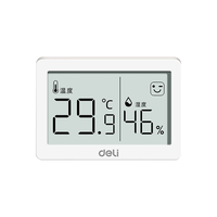 得力(deli)温度计壁挂电子温湿度计壁挂家用数显高精度精准婴儿房温度表 白色【表情款-全面屏】温度/湿度+表情提示