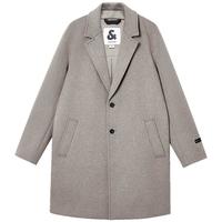 杰克·琼斯（JACK&JONES）男装25年秋冬季毛呢大衣男士中长款宽松韩系简约羊毛呢子外套男 G13卡其花灰 常规 2XL （190）