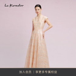 拉珂蒂 La Koradior [新品直降]时尚款晚礼服气质轻奢礼服晚会宴会 淡黄 M