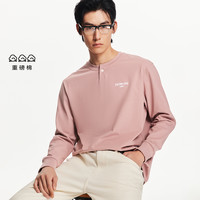 【亨利领】杰克琼斯男装25秋季长袖T恤刺绣宽松打底衫肌理感 180/100A/L C18灰粉色（重磅棉款）--10/13