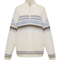EP雅莹2025女装 牦牛绒羊绒羊毛混纺民族几何提花毛衣9519A 白色 M