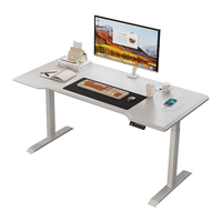 普格瑞司U8电动升降桌办公桌家用学习书桌智能工作台游戏电脑桌电竞桌 奶白色【单电机】 1.4M*0.7M桌板 包安装