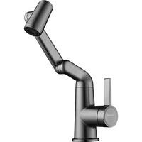 潜水艇(Submarine)L8011H机械臂面盆龙头单柄万向旋转冷热双控两出水模式枪灰色