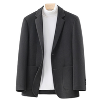 雅鹿羊毛西服男士秋冬季单西毛呢外套中青年西装休闲商务职业正装上衣