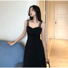 FOURDATRY 春夏法式小黑裙吊带长裙显瘦