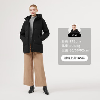 坦博尔羽绒服女中长款宽松连帽厚款保暖中老外套TBF510506D 黑色 XL (175)