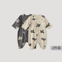 巴厘小猪【2件装】宝宝衣服春秋初生儿连体衣四季新生婴儿蝴蝶衣a类纯棉 熊猫机长 【两件装】 66cm