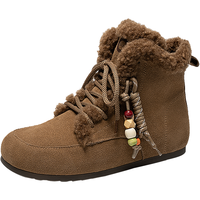 千百度（C.BANNER）加绒时尚雪地靴女2025冬季保暖毛毛鞋勃肯鞋 棕色 35 (225mm)