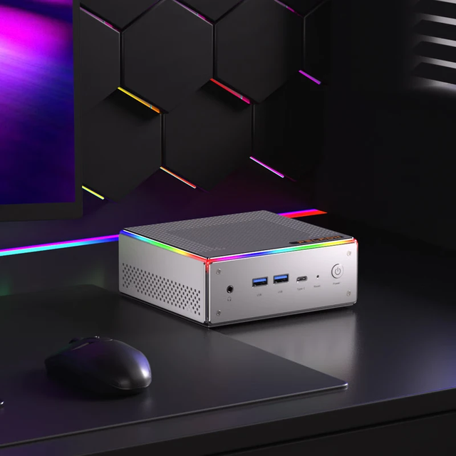 磐镭 PELADN mini主机 锐龙R7 7840HS迷你主机 金属机身RGB灯 准系统 高性能游戏办公设计台式电脑