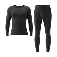 蕉内热皮5系男女士保暖内衣套装秋冬多领型秋衣秋裤打底衫内搭肌底衣 【圆领】黑色-男士 L