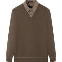 柒牌（SEVEN）【含羊毛】柒牌套头毛衫加绒男士秋冬25可机洗抗静电保暖毛衣 卡其 L （175/92A）