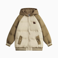 马骑顿MQD童装男大童年冬季潮酷休闲保暖连帽羽绒服 卡其色 130