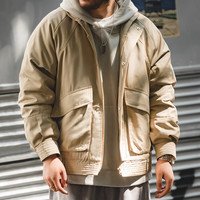 马登 MADEN工装美式复古飞行员棉服夹克男秋冬加厚保暖棉衣口袋男士短款外套 卡其色 2XL