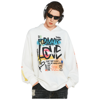 BEATER联名复古连帽卫衣字母印花涂鸦帽衫