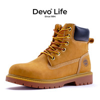 的的沃 Devo Life软木鞋马丁靴女款2025秋冬季高帮防滑户外大黄靴24017 黄棕色 41