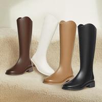 百思图 【加绒可选】秋冬款保暖时尚简约时装靴粗跟女长靴