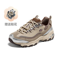 【双11】斯凯奇熊猫鞋冬季女银色运动鞋休闲鞋银色老爹鞋 浅咖色加酒红色/TPBG 37