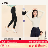 VVC打底裤女春秋外穿鲨鱼裤显瘦紧身瑜伽裤女高腰提臀魔术铅笔裤 组合【320g绒款+奶油米肌底衣】 S 【 70-80斤】