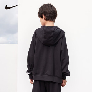 NIKE  3BRAND 耐克男童开襟连帽卫衣秋冬加绒保暖儿童运动外套 正黑色 【春秋舒适毛圈】 130 /64 【身高116-122cm】
