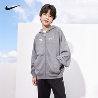 NIKE 3BRAND 耐克男童开襟连帽卫衣秋冬加绒保暖儿童运动外套 岩层灰 【春秋舒适毛圈】 135 /68 【身高122-128cm】