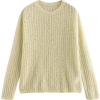 初语马海毛轻薄针织衫女2025秋季慵懒度假风镂空织上衣 鹅黄色 M