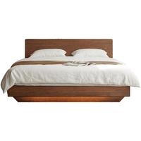 源氏木语实木悬浮夜光箱体床气压储物床橡木胡桃色北欧双人床主卧大床 橡木胡桃色单床1.8*2m(加密铺板)